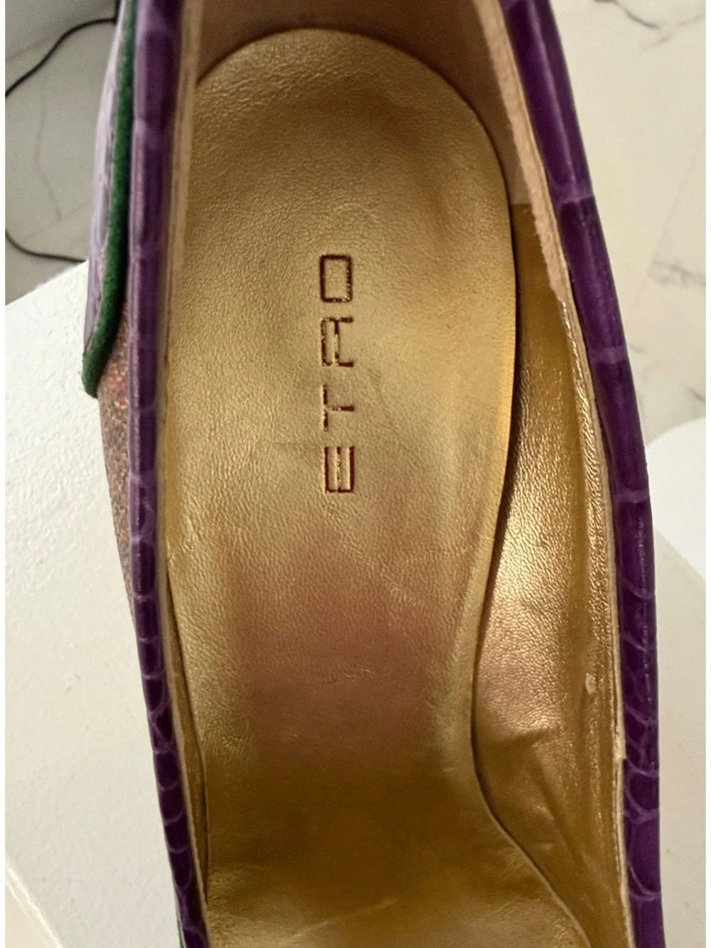 NWOT Vintage ETRO Archival Pegaso Croc Pointed Toe Pumps 38.5